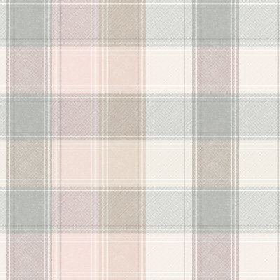 Arthouse Country Check Pink/Grey Wallpaper