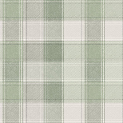 Arthouse Country Check Sage Green Wallpaper 922806 - Textured Country Check Design - Tablecloth Look Feature Walls Paste the Paper