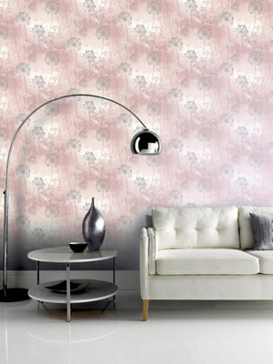 Arthouse Damselflies Pink & Silver Blush Sparkling Glitter Wallpaper -692305