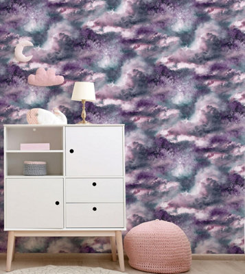 Arthouse Diamond Galaxy Purple Blush & Lilac Cloud Wallpaper