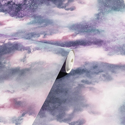 Arthouse Diamond Galaxy Purple Blush & Lilac Cloud Wallpaper