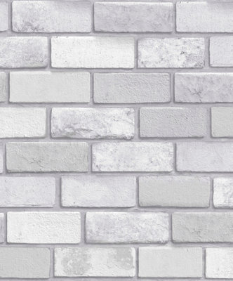 Arthouse Diamond Silver Brick Wallpaper