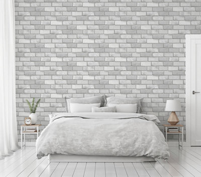 Arthouse Diamond Silver Brick Wallpaper