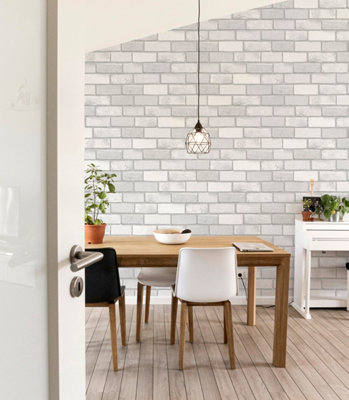 Arthouse Diamond White Brick Wallpaper