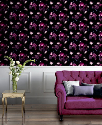 Arthouse Euphoria Floral Plum Wallpaper