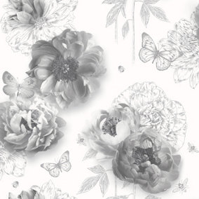 Arthouse Flower Garden Mono Wallpaper