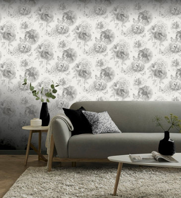 Arthouse Flower Garden Mono Wallpaper