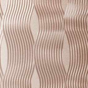 Arthouse Foil Wave Rose Gold Wallpaper