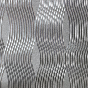 Arthouse Foil Wave Silver Wallpaper