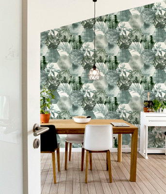 Arthouse Foliage Hex Green Wallpaper