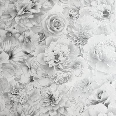 Arthouse Glitter Bloom Silver Wallpaper