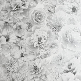 Arthouse Glitter Bloom Silver Wallpaper