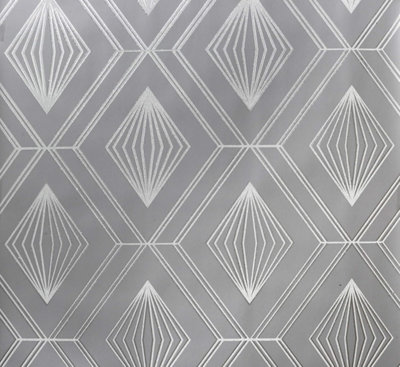 Arthouse Glitter Geometric Diamond Charcoal Grey 910000