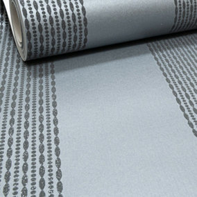 Arthouse Glitter Silver Metallic Grey Gunmetal Textured Wallpaper Stripe Modern