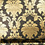 Arthouse Gold Black Traditional Vintage Floral Damask Metallic Quality Wallpaper