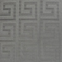 Arthouse Greek Key Foil Gunmetal Wallpaper