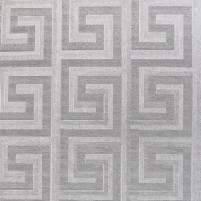 Arthouse Greek Key Foil Silver Wallpaper