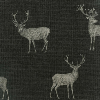 Arthouse Heritage Stag Charcoal Copper Wallpaper 909607