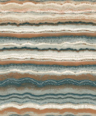 Arthouse Jade Mineral Layered Rock Design Wallpaper - Metallic & Gloss Finish - Green Red Brown Natural - Organic Effect 903907