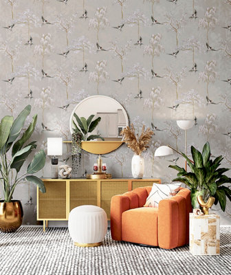 Arthouse Japanese Garden Grey Wallpaper