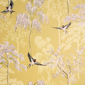 Arthouse Japanese Garden Ochre Wallpaper