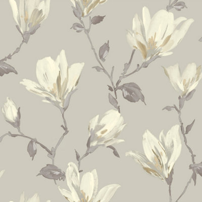 Arthouse Lily Floral Natural Wallpaper