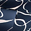 Arthouse Linear Swirl Navy Wallpaper