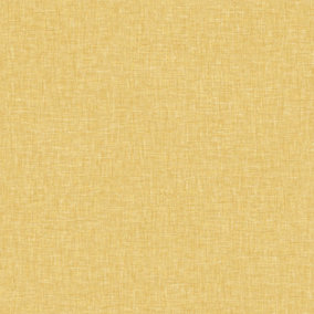 Arthouse Linen Texture Mustard Yellow Wallpaper
