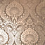 Arthouse Luxe Damask Chocolate Rose Gold Wallpaper