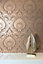Arthouse Luxe Damask Chocolate Rose Gold Wallpaper