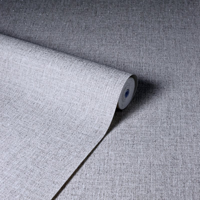 Linen Por Caselio - Mid Grey - Papel Pintado : Wallpaper Direct