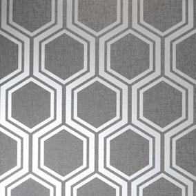 Arthouse Luxe Hexagon Gunmetal Silver Wallpaper