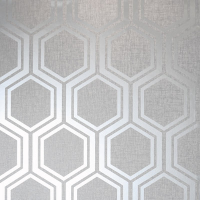 Arthouse Luxe Hexagon Silver Wallpaper