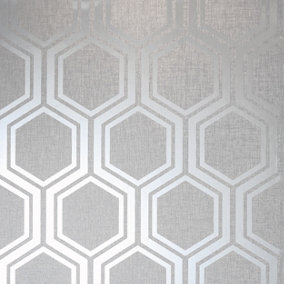 Arthouse Luxe Hexagon Silver Wallpaper