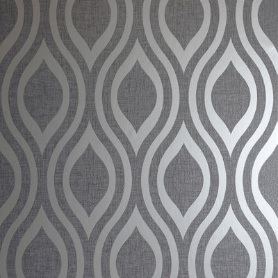 Arthouse Luxe Ogee Gunmetal Silver Wallpaper