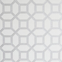 Arthouse Luxe Origin White/Silver Wallpaper