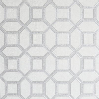 Arthouse Luxe Origin White/Silver Wallpaper