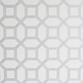 Arthouse Luxe Origin White/Silver Wallpaper