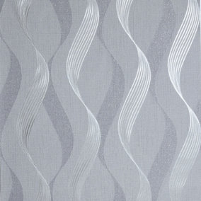 Arthouse Luxe Ribbon Charcoal/Silver Wallpaper