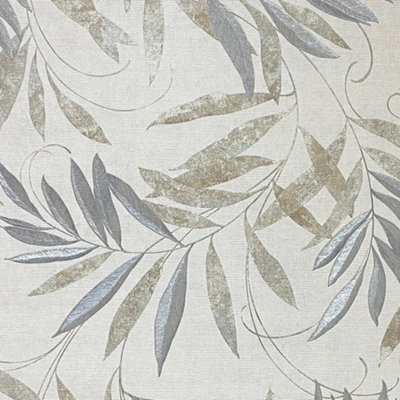 Arthouse Luxury Leaf Natural Grey Arthouse