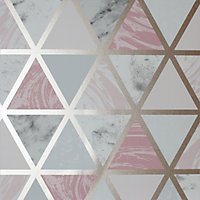 Arthouse Marble Geo Pink Multi Wallpaper