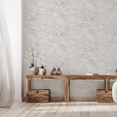 Arthouse Marble Stone Concrete Off White Rust Gold Grey Wallpaper