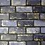 Arthouse Metallic Brick Navy/Gold Wallpaper