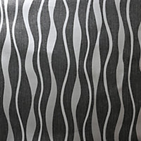 Arthouse Metallic Wave Black/Silver Wallpaper
