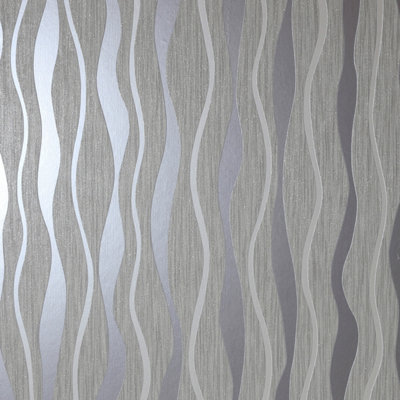 Arthouse Metallic Wave Grey Wallpaper