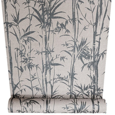 Arthouse Oasis Taupe Charcoal Textured Floral Flower Leaf Woodland Wallpaper