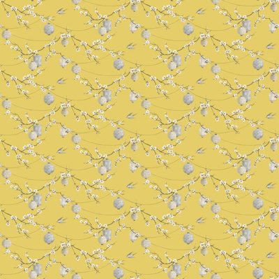 Arthouse Opera Chinese Garden Floral Flowers Lantern Yellow Wallpaper