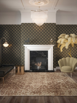 Arthouse Palm Palace Black & Gold Wallpaper