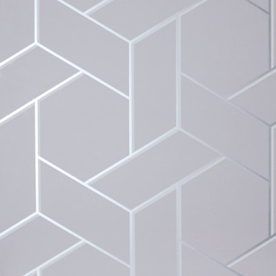 Arthouse Parquet Geo Silver Wallpaper