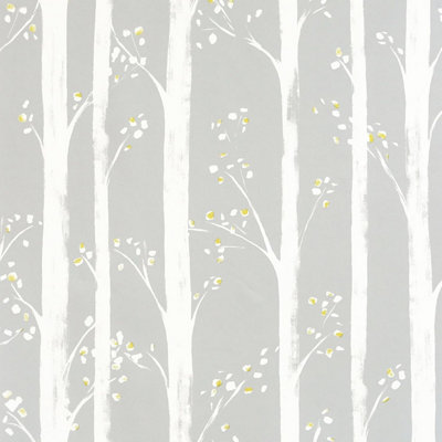 Arthouse Pretty Trees Ochre/Grey Natural Woodland Trees Painted Pattern Forest Wallpaper 909504